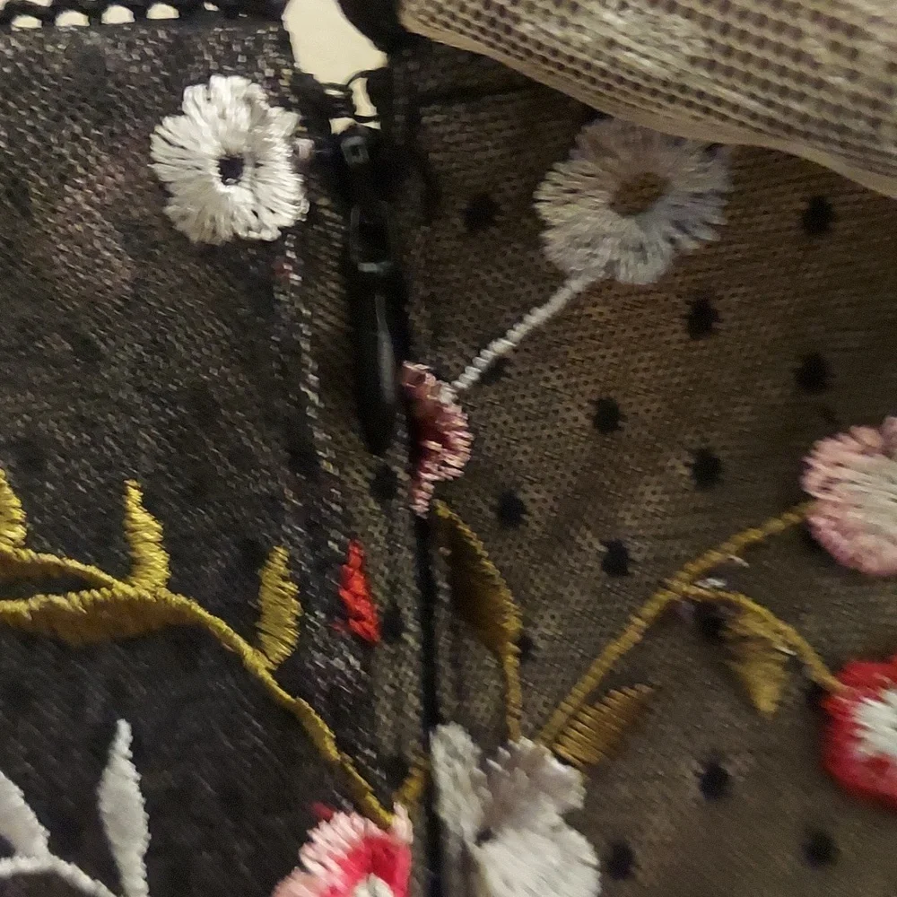 ADRIANNA PAPELL Black Floral Embroidered Tiered Fit Off-the-Shoulder Dress NEW 6 - Picture 10 of 15